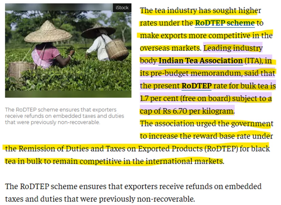 Tea industry seeks higher RoDTEP rates