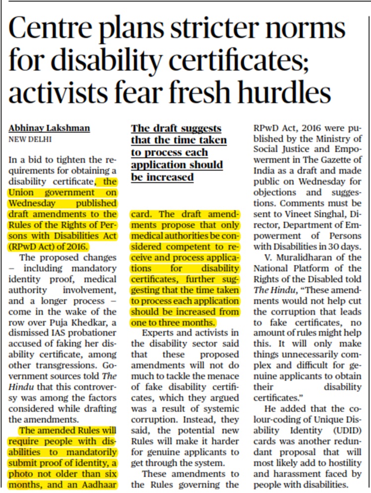 Center plans stricter norms for disability certificates; activists fear fresh hurdles