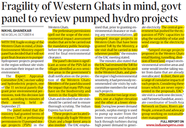 Fragility of Western Ghats in mind, govt panel to review pumped hydro projects