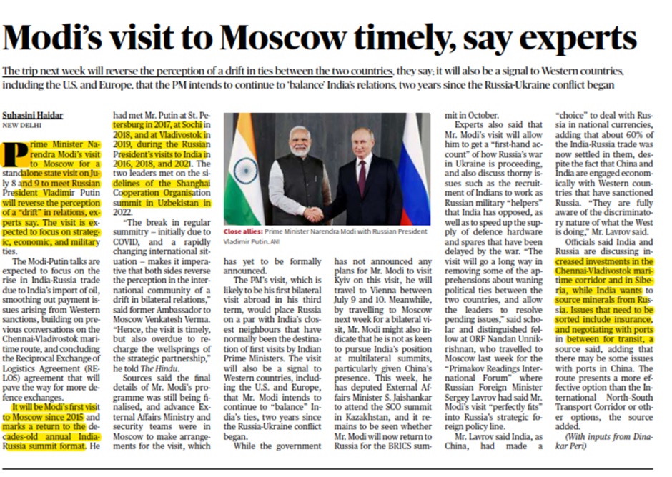 Modi’s visit to Moscow timely, say experts