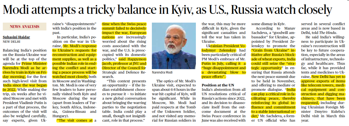Modi attempts a tricky balance in Kyiv, as U.S., Russia watch closely