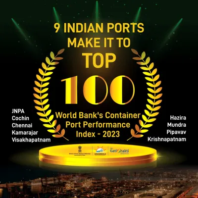 India's Ports Make Global Top 100 in Container Port Performance Index 2023