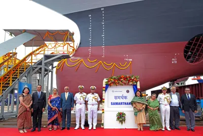 Indian Navy Launches First Ship 'Samarthak' Under Multi-Purpose Vessel Project