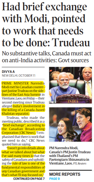 मोदी के साथ संक्षिप्त बातचीत हुई और उन कार्यों के बारे में बताया जिन्हें करने की आवश्यकता है: ट्रूडो
