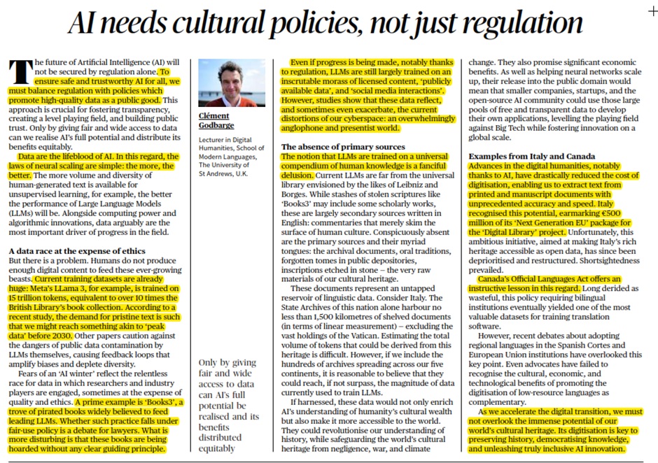 AI needs cultural policies, not just regulation