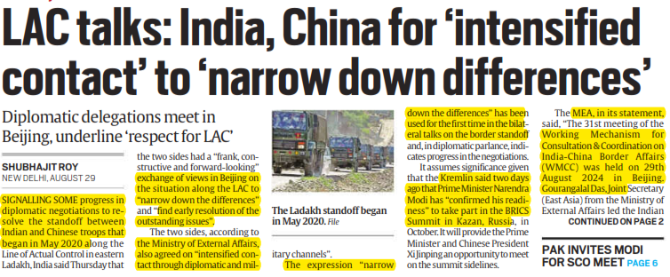 LAC talks: India China for intensified contact to narrow down difference