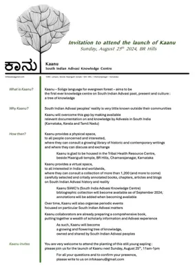 Launch of Kaanu: South Indian Adivasi Knowledge Centre at BR Hills