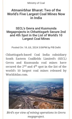 India's Gevra and Kusmunda Mines Among World's Largest Coal Mines Under Atmanirbhar Bharat