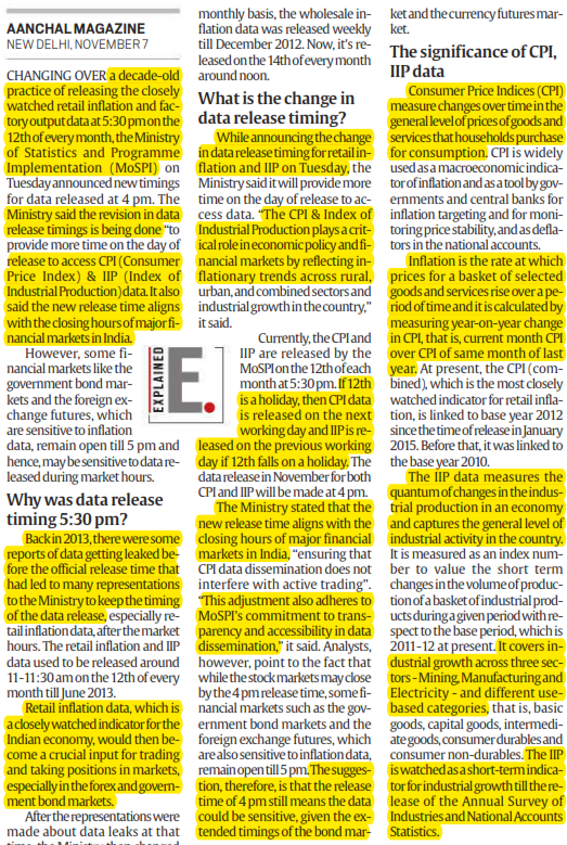 Reasons for advancing CPI, IIP release timings, and potential challenges