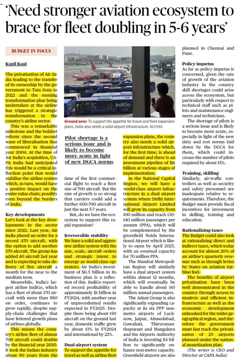‘Need stronger aviation ecosystem to brace for fleet doubling in 5-6 years’