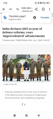 India's Defence Reforms: 2025 Designated as the 'Year of Reforms'