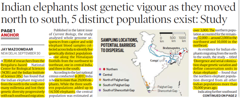 Indian elephants lost genetic vigour as they moved north to south, 5 distinct populations exist: Study