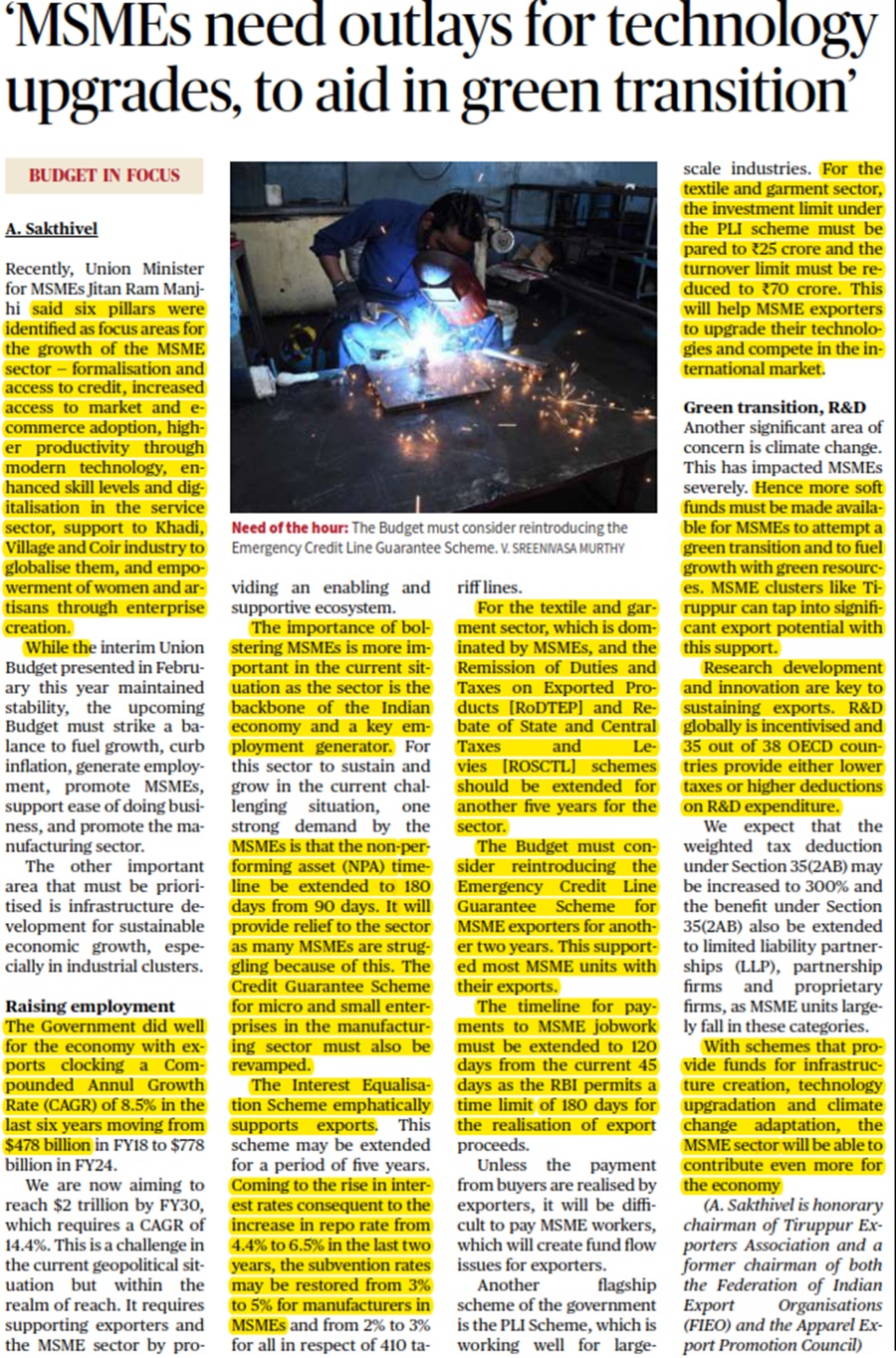 हरित परिवर्तन में सहायता के लिए एमएसएमई (MSME) को प्रौद्योगिकी उन्नयन के लिए परिव्यय की आवश्यकता है