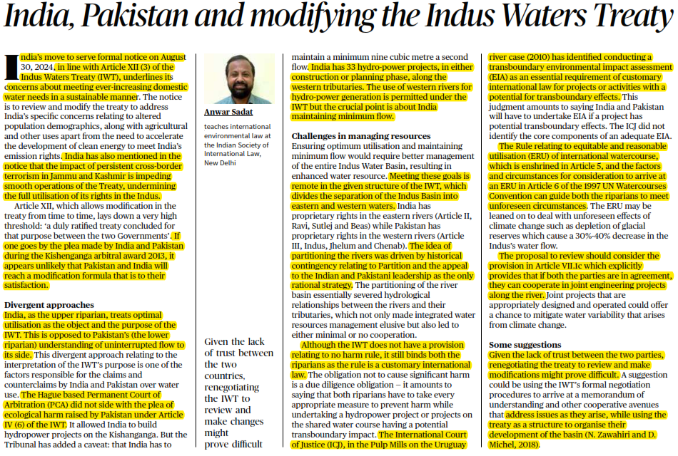India, Pakistan and modifying the Indus Waters Treaty