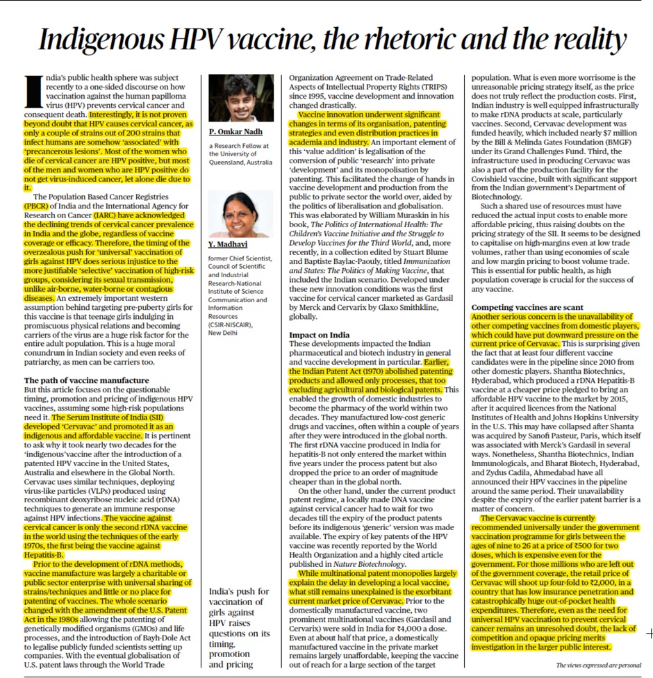 Indigenous HPV vaccine, the rhetoric and the reality