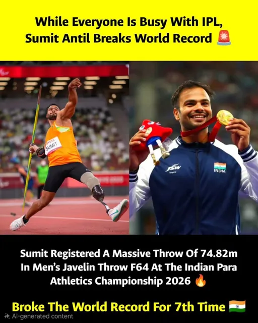 सुमित अंतिल ने F64 भाला फेंक में विश्व रिकॉर्ड तोड़ा