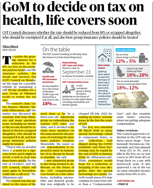 GoM to decide on tax on health, life covers soon