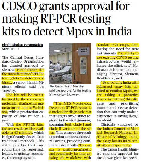 CDSCO grants approval for making RT-PCR testing kits to detect Mpox in India