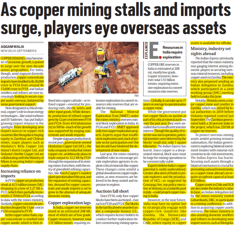 As copper mining stalls and imports surge,players eye overseas assets