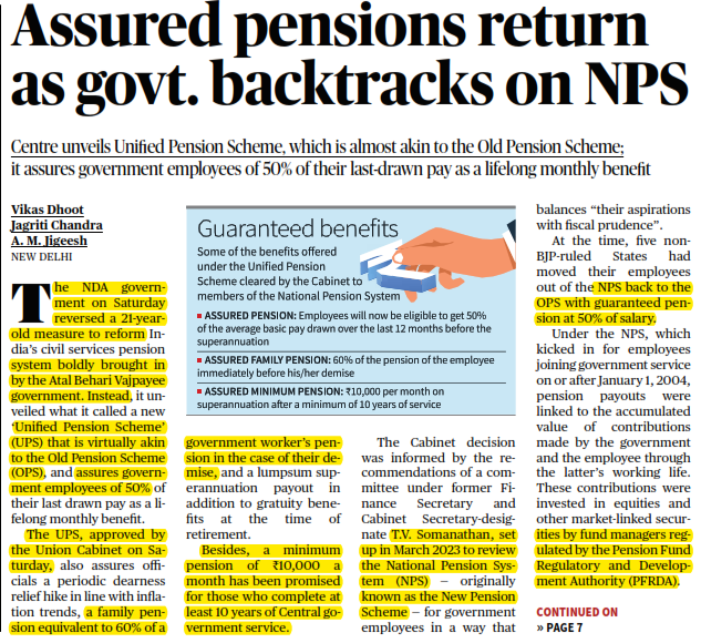Assured pension return as govt. Backtracks on NPS
