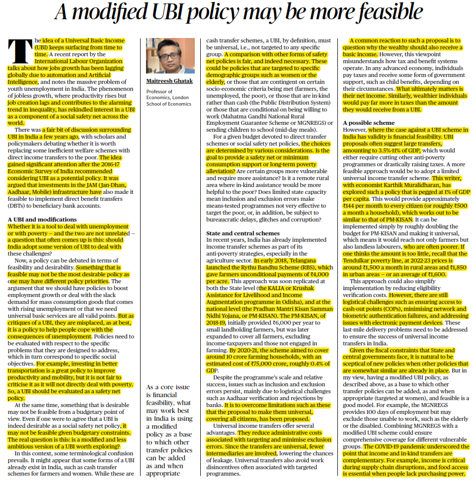 A modified UBI policy may be more feasible