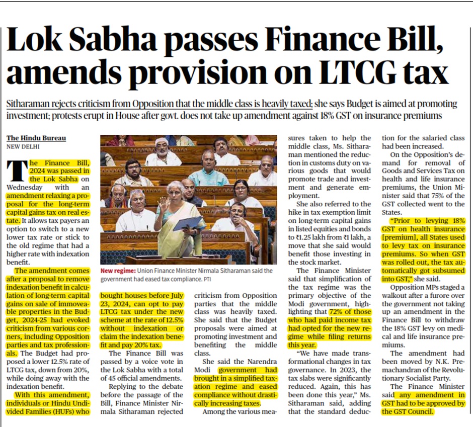 Lok Sabha passes Finance Bill, amends provision on LTCG tax